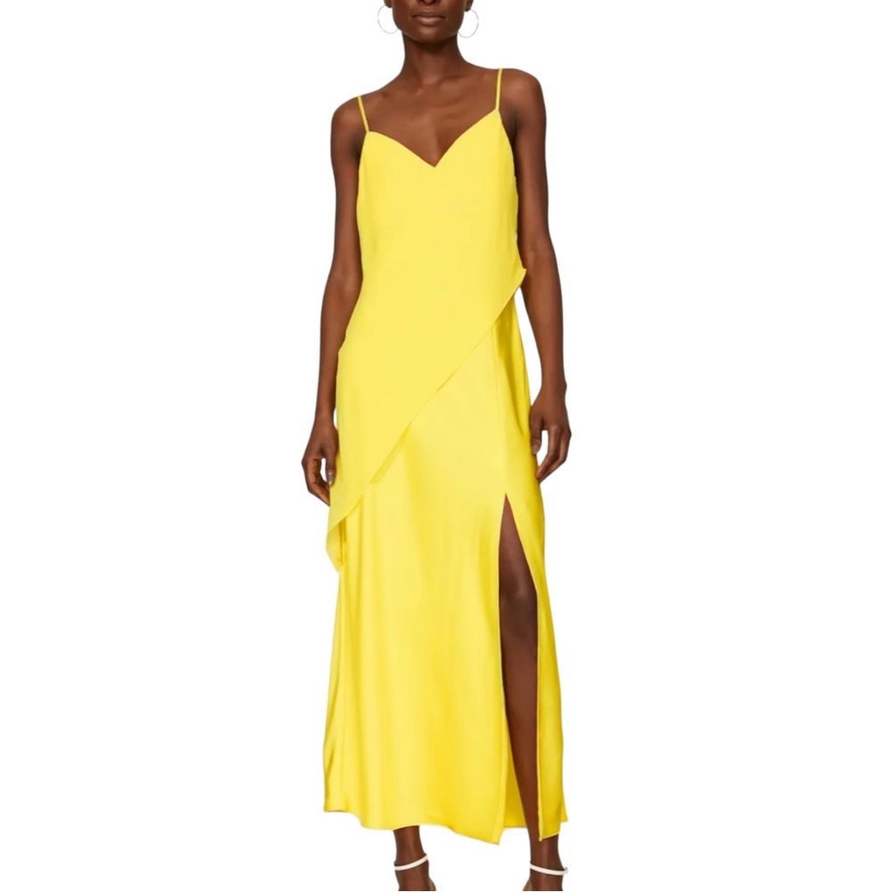 Saunders Elegant Yellow Spaghetti Strap Dress